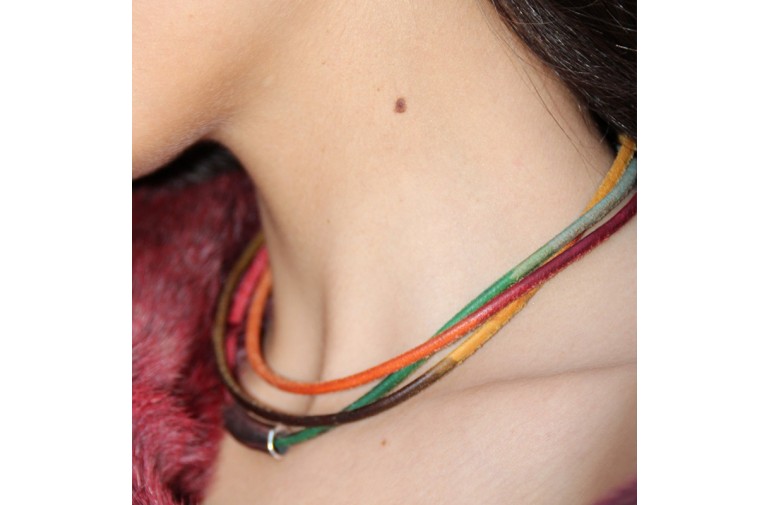 COLLIER BIMBA EN CUIR MULTICOLORE