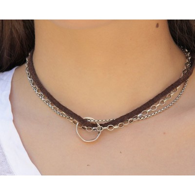 GARGANTILLA - PIEL - PLATA - CADENA 2