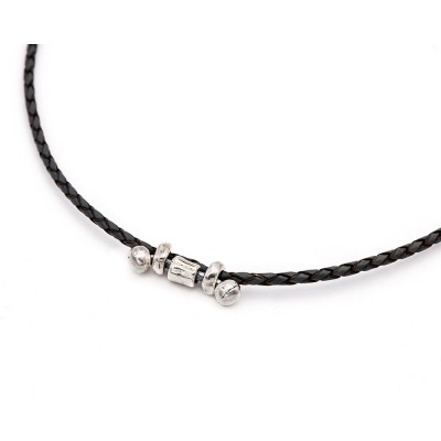 Collar - Mujer - Hombre - Josué - Cuero trenzado - Plata 2