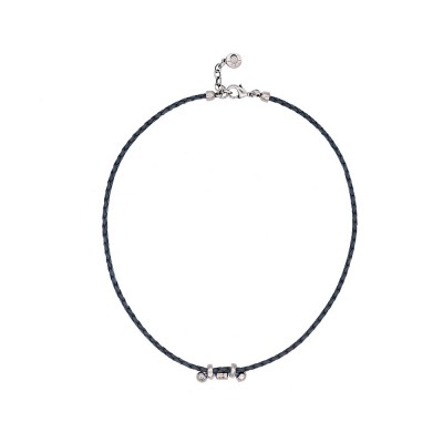 Collar - Mujer - Hombre - Josué - Cuero trenzado - Plata