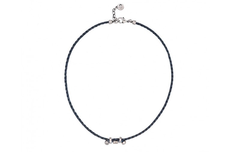 Collar - Mujer - Hombre - Josué - Cuero trenzado - Plata