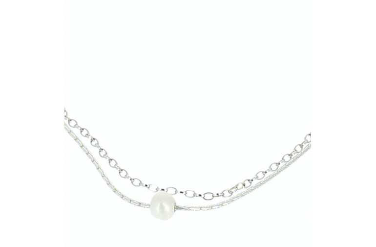 COLLIER LIFE PERLES ET ARGENT